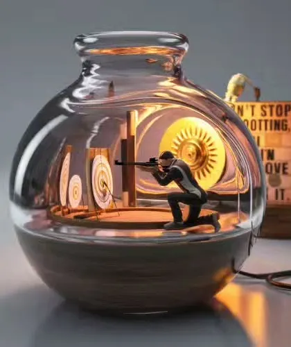 There is power in people who dream big and try hard. This creative image captures the world of a shooter in a bottle.