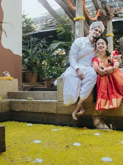 A fun and candid shot of the couple during their wedding celebrations. My goal is to create makeup that allows the bride to feel comfortable and enjoy every moment.