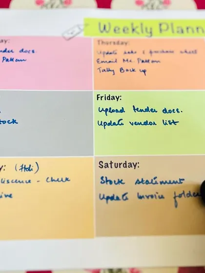 Erasing tasks from the weekly planner is easy with the marker's duster cap.