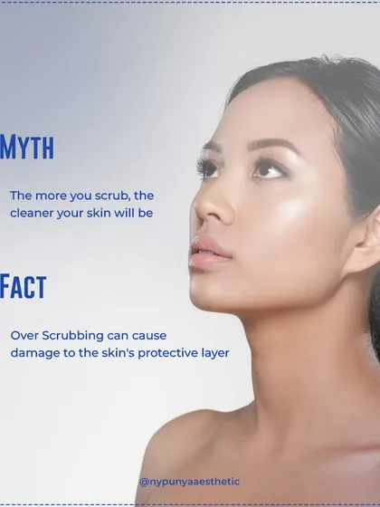 Myth: The more you scrub, the cleaner your skin will be. Fact: Over-scrubbing damages your skin's protective barrier, leading to dryness, irritation, and even more breakouts.