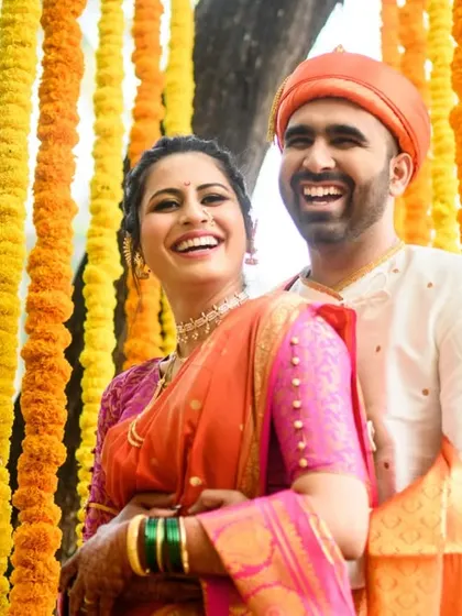 Pure, unadulterated joy. This is another shot of Shamika and Sumedh just laughing together, and it perfectly represents the fun vibe of their wedding.