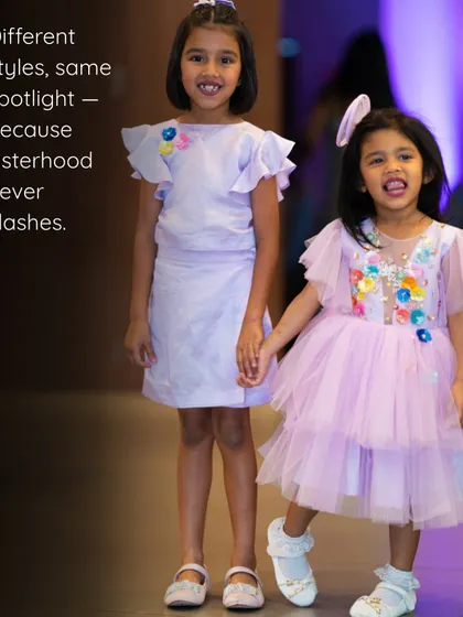 A closer look at the different styles for these sisters. We believe in creating looks that complement each other without being exact copies, celebrating their individuality.