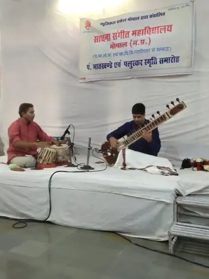 A sitar and tabla duo performance for Ganesh Chaturthi at the Maharashtra Mandal in Bhopal.