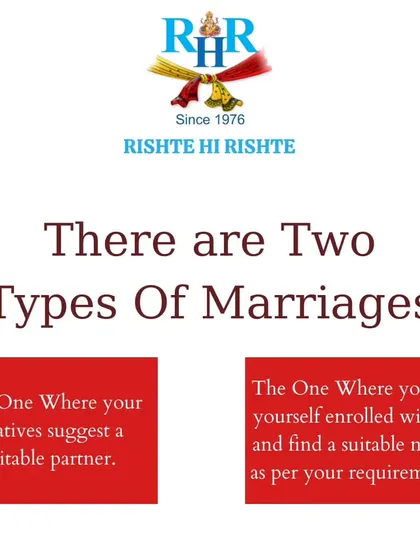 There are two types of marriages: one suggested by relatives, and one where you find a match based on your own requirements with our help. Choose wisely.