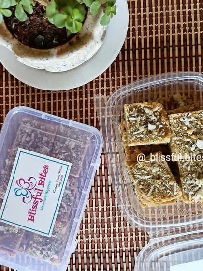 My Gur Paapdi, packed and ready for delivery. This traditional sweet travels well and makes for a wonderful taste of home.