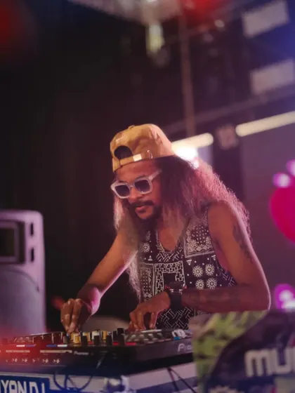 A colorful, stylized shot of me at the decks during the YUGA union inauguration.