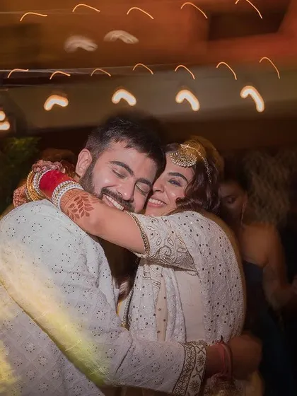 A colorful version of the hug, showing the warmth and happiness of the moment.