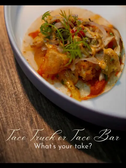 Another delicious-looking taco, ready to be enjoyed. My taco bars are inspired by the famous taquerias and food trucks, bringing that experience to your event.
