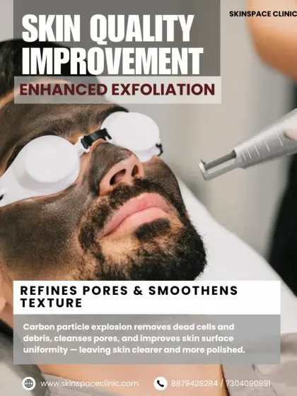 This process provides enhanced exfoliation and improves skin quality. The vaporization of carbon particles removes dead cells, cleanses pores, and improves the skin's surface uniformity, leaving it clearer and more polished.