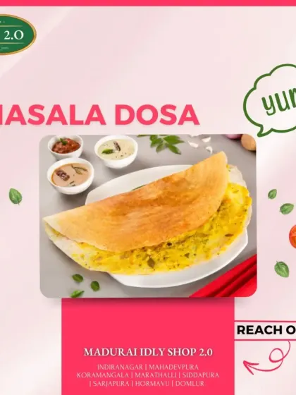 Our Masala Dosa, a crispy, savory crepe filled with spiced potatoes, is a dish that transports you to the streets of South India.
