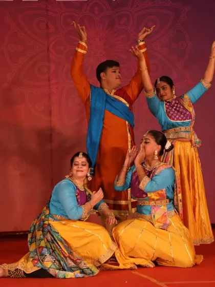 A scene from our Ramayan performance during the Vijayadashami celebrations, where my students and I enact a moment from the epic tale.