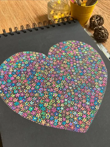 The floral heart artwork, a piece I love to create.