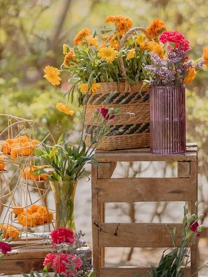 These images and videos showcase the rich variety of details, floral arrangements, and decor elements that bring our vibrant Haldi and Mehendi celebrations to life.