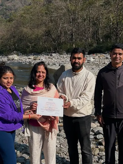 A proud moment for one of our retreat participants receiving her certificate. These wellness getaways are designed for personal growth, and we celebrate every step of the journey together as a community.
