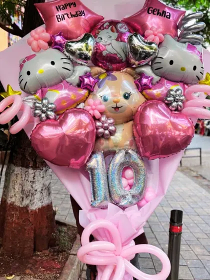 Our Hello Kitty themed bouquet is ready for delivery! This over-the-top arrangement is designed to bring a huge smile to any fan's face on their special day.
