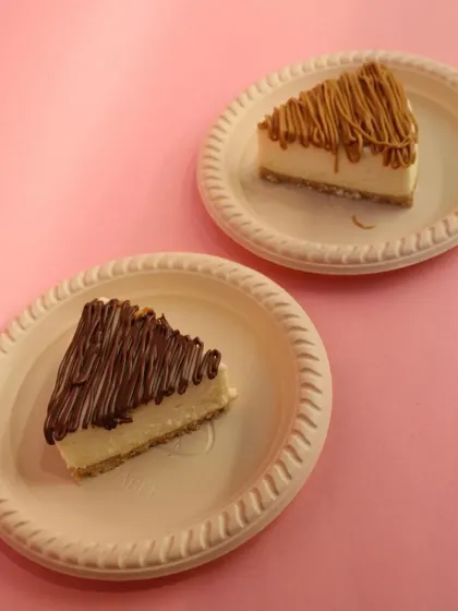 Can’t decide between our two most popular flavors? You don’t have to. Here are our crowd-favorite eggless cheesecakes: the rich and creamy Nutella and the spiced, crunchy Lotus Biscoff.