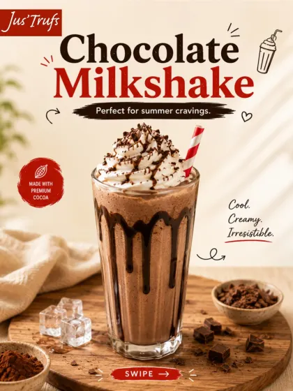 Our chocolate milkshake illustration is one of the five serving ideas we show for Hot Chocolate Mix at home.