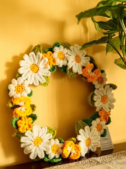 The festive wreath, catching the beautiful afternoon light.