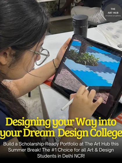 A student uses a tablet to create a digital artwork, demonstrating the blend of traditional and modern techniques I encourage. This prepares them for diverse programs in top design colleges.