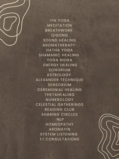 In one sacred space, I offer over 20 different healing experiences. From somatic practices like Yin Yoga and the Alexander Technique to energetic modalities like ThetaHealing and Sound Healing, there is a path here for everyone.