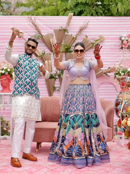 The couple shows off their dance moves at their vibrant Mehendi, a celebration full of energy and personal style.