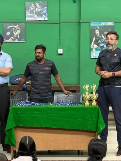 Our coaching staff addressing the children at the end of a successful summer camp session.