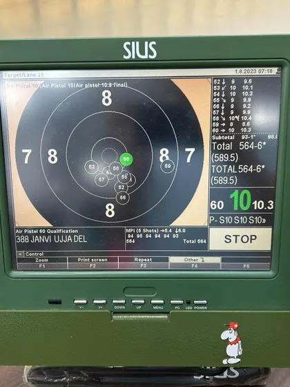 The scorecard of a champion. This SIUS screen shows Janvi's impressive score of 564/600, a result of just one year of dedicated training with us.