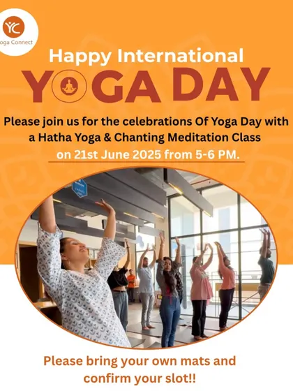 An invitation to our International Yoga Day celebration. I often host special events and free classes to share the gift of yoga with the community.