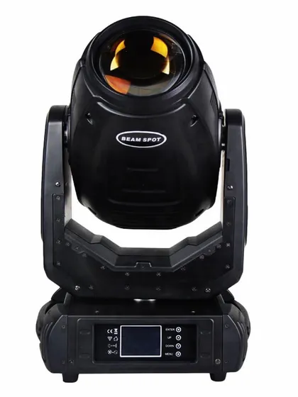 A product shot of a Beam Spot moving head light. I only use gear from trusted manufacturers to ensure reliability and performance.
