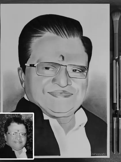 A formal portrait of a man, drawn with graphite on A3 paper. This classic black and white style is perfect for creating a respectful and timeless piece of art.
