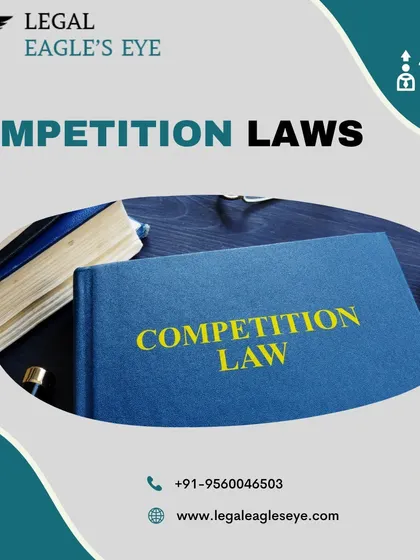 This graphic features a book titled 'Competition Law,' symbolizing our deep knowledge in this practice area. We offer high-quality, strategic advice to ensure our clients in Gurgaon maintain fair and legal market practices.