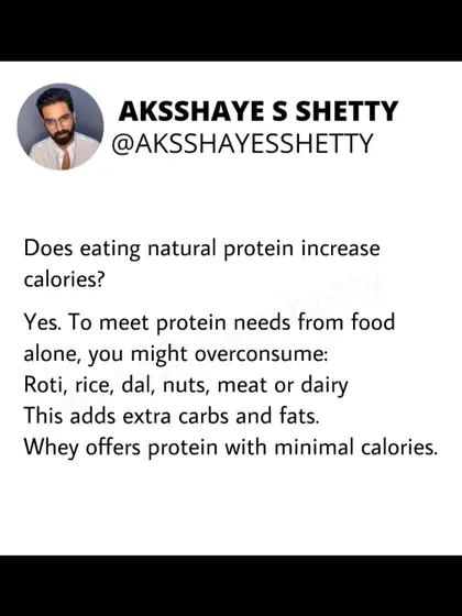 To meet your protein needs from food alone, you might overconsume calories from carbs and fats in foods like roti, rice, or dal. Whey offers a way to get high-quality protein with minimal extra calories.