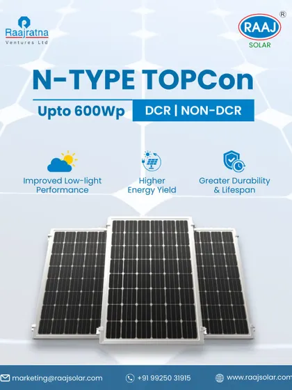 Our N-TYPE TOPCon panels are engineered for superior performance. They offer improved energy yield in low-light conditions and greater durability, ensuring a higher return on your investment over the system's lifespan.