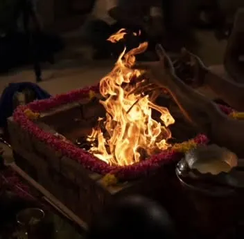 The sacred fire of the havan, a central part of the wedding ceremony. We ensure that all traditional rituals can be conducted with reverence and care, providing the necessary arrangements within our elegant event spaces.