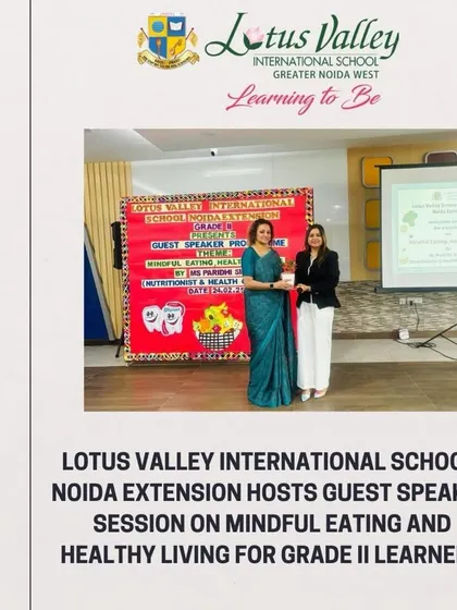Receiving a token of appreciation after my guest speaker session at Lotus Valley International School. It was a pleasure to work with the school to help nourish young minds with healthy habits.