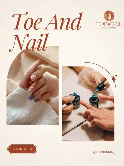 A look at both the process and the result. This image shows the careful application of polish and the stunning, artistic manicure that follows.