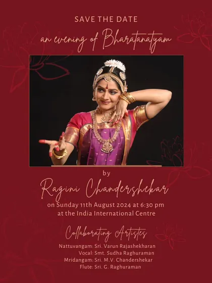 An invitation to an evening of Bharatanatyam. This "Save the Date" was for my performance "Moham", where I explored stories of love and longing through the classical dance form, supported by a wonderful team of collaborating artists.