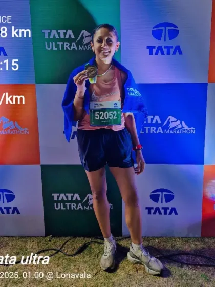 Finishing a 50.88km Tata Ultra Marathon. I crushed this race with low mileage and zero hill training, proving that a determined heart can overcome any challenge.