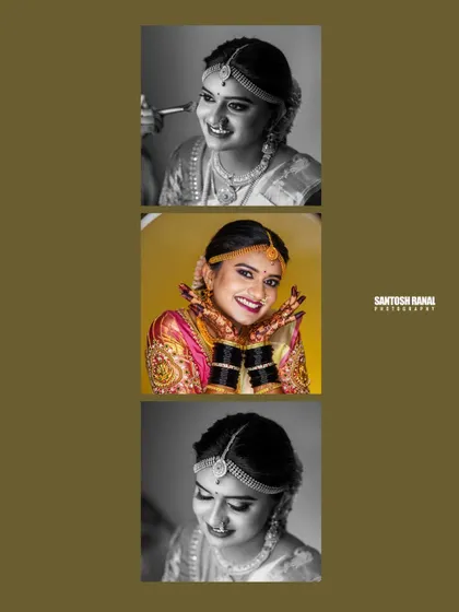 A collage of beautiful bridal portraits, mixing black and white with color to create a timeless feel.