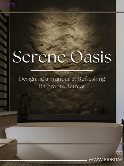 The title image for our 'Serene Oasis' bathroom guide. It features a freestanding tub against a dark, textured stone wall, creating a tranquil and refreshing retreat.