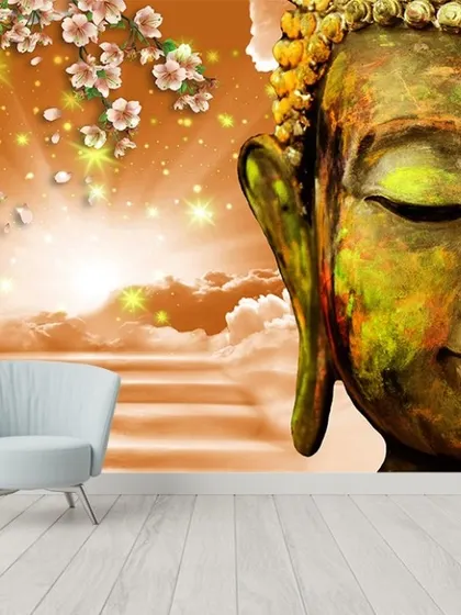 A duplicate of media 233, this glowing Buddha wallpaper is designed to bring warmth, positivity, and tranquility into your home.