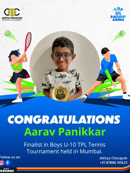 Champion mindset, trophy in hand. Congratulations to Aarav Panikkar, a finalist in the Boys U-10 TPL Tennis Tournament held in Mumbai.