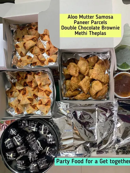 Another view of the get-together snack boxes, combining savory and sweet treats.