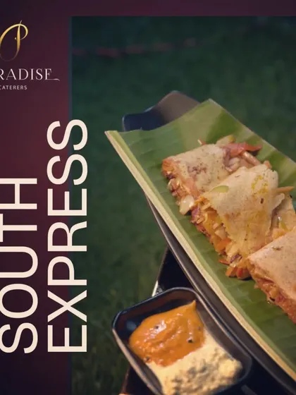 All aboard the South Express. Our live dosa station serves up crispy, golden-brown dosas with a variety of fillings, served on a traditional banana leaf.