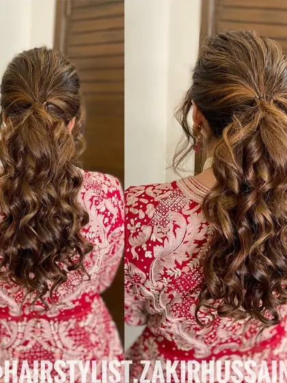 A collage showing the messy ponytail from different angles, highlighting its effortless beauty.