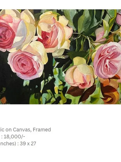 A close-up study of pink and yellow garden roses, painted with acrylics. I focused on the interplay of light and shadow within the petals to give the painting a lively, sun-drenched feel.