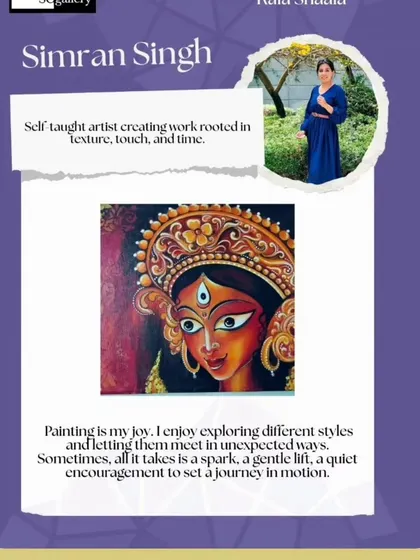 A profile of artist Simran Singh, a self-taught creator whose textured, spiritual art was a highlight of the "Vernissage" exhibition.