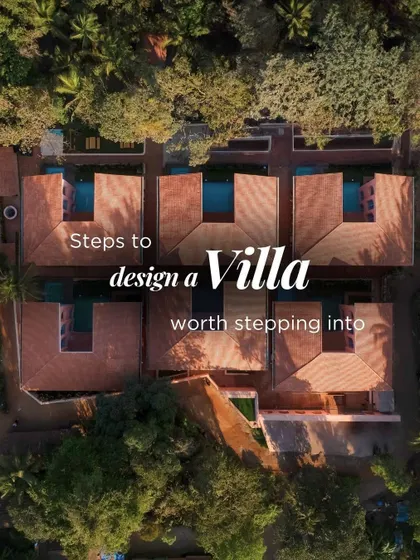 This aerial view showcases the symmetrical layout of the six villas, a key component of the master plan. Designing a villa worth stepping into involves balancing privacy with community, ensuring a seamless flow between indoor and outdoor spaces, and creating an atmosphere of soulful living.