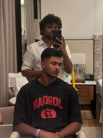 A focused shot of Sai Sudharsan's new cut.