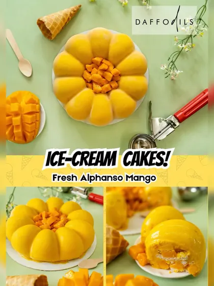 This Fresh Mango Ice Cream Cake features a luscious layer of Alphonso mango ice cream, moist vanilla sponge, and an abundance of diced fresh mangoes. I use no artificial flavors, colors, or essence, just pure fruit.